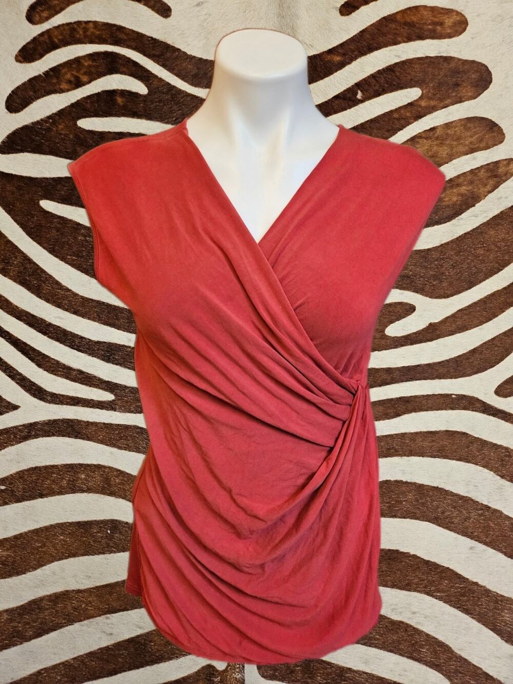 Max Mara Womens M Faux Wrap Top Jersey Knit Shirt Made in Italy